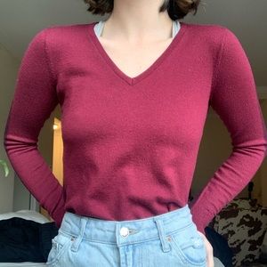 two toned burgundy sweater